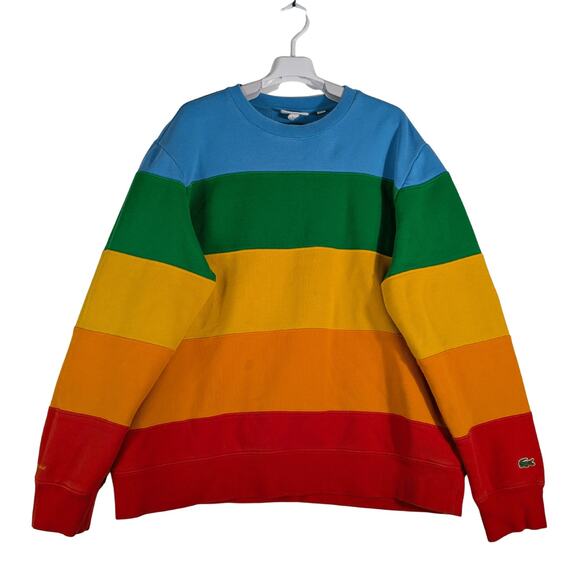 Lacoste Other - Lacoste x Polaroid Mens Rainbow Stripe Colorblock Crewneck Sweatshirt Size 2XL